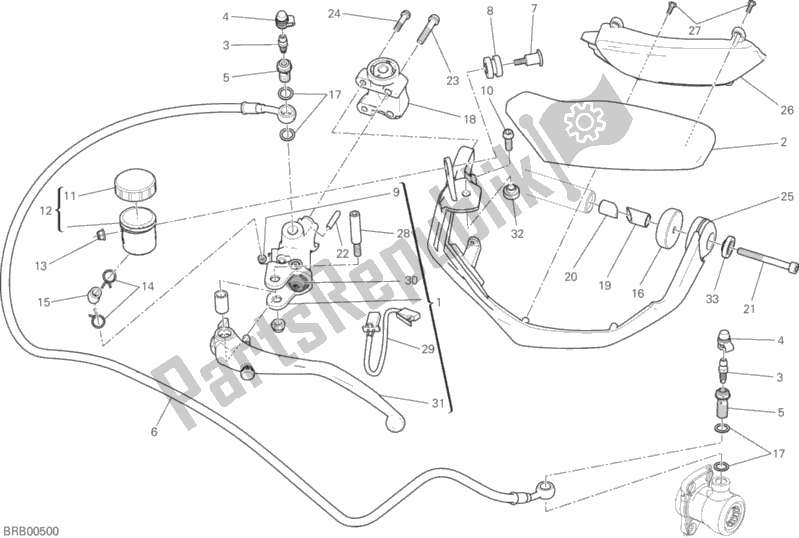 Alle onderdelen voor de Koppeling Hoofdremcilinder van de Ducati Multistrada 1200 S Touring Brasil 2016
